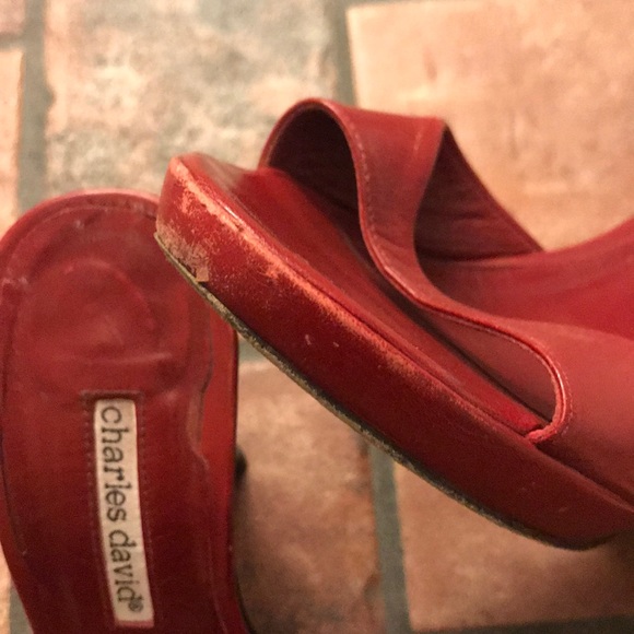 Charles David Red 4 inch High Heels Size 5.5 - Picture 6 of 8